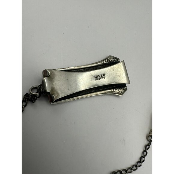 Vintage Antique Silverplate Belt Slide Watch Chain Art Deco - Picture 5 of 9